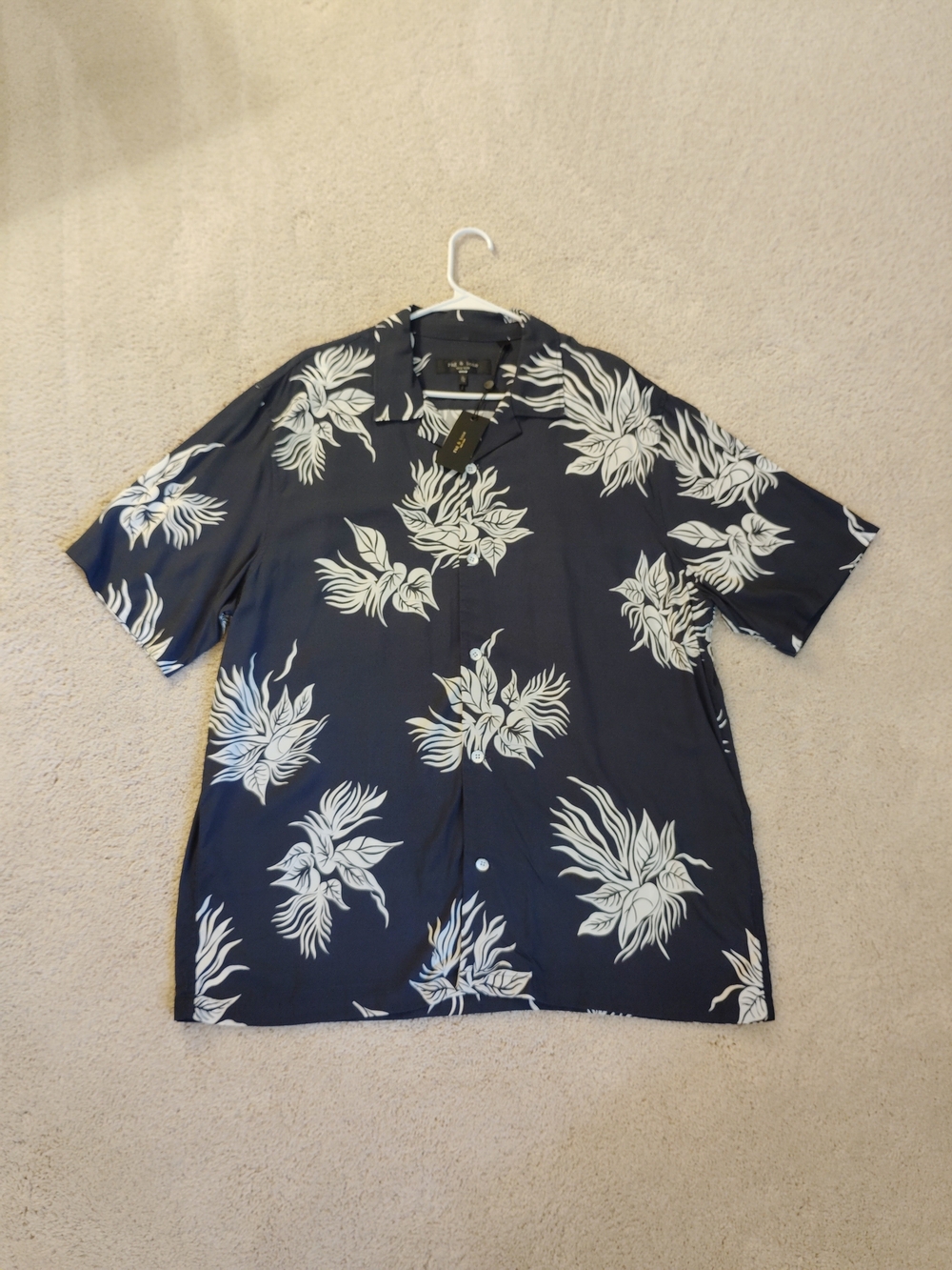 NEW rag & bone Navy and White Floral Button-Down Shirt